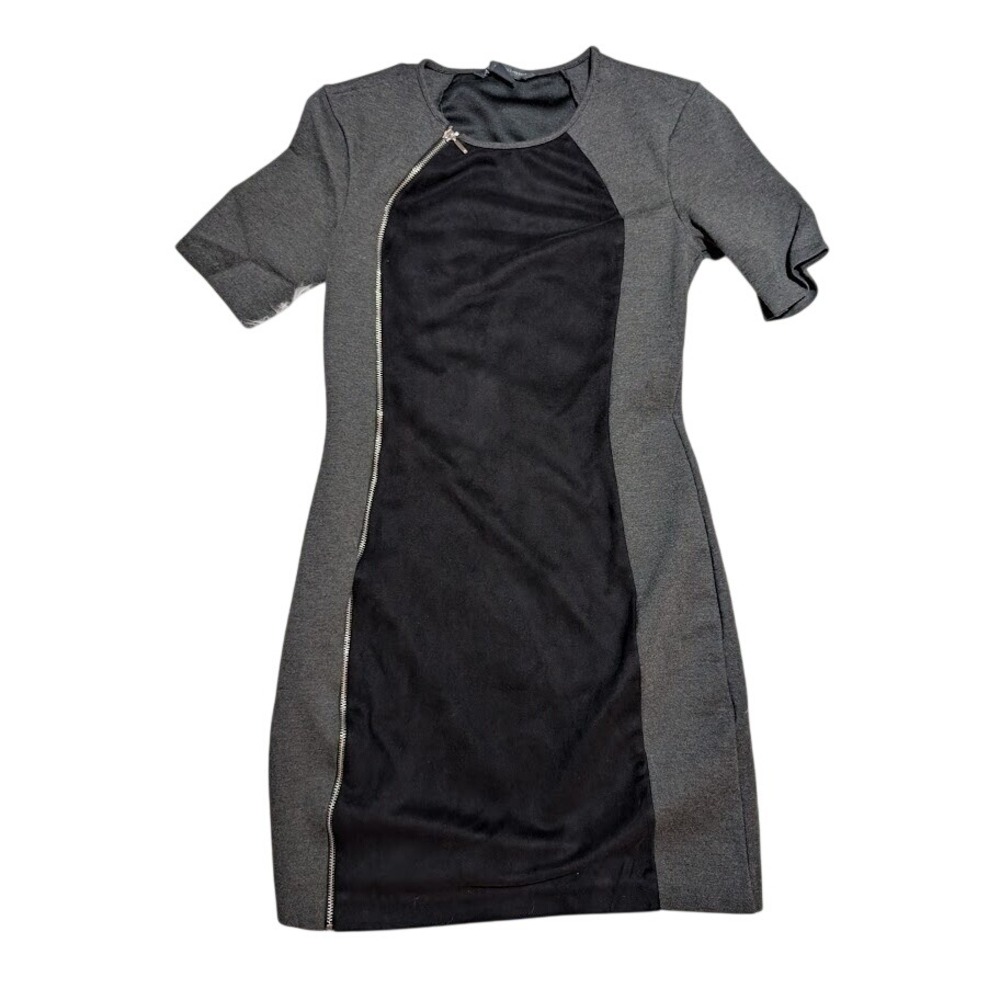 Armani Exchange‎ Bodycon Dress Zipper Detail Short Sleeve S  Gray/Black